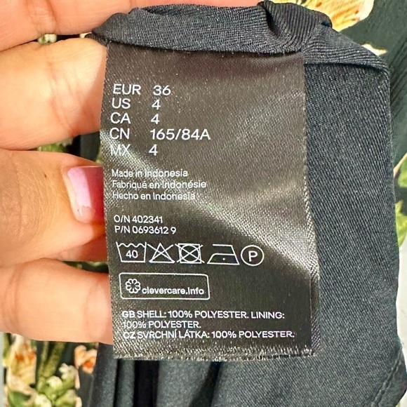 h&m black floral chiffon maxi dress size 4 - Picture 9 of 9